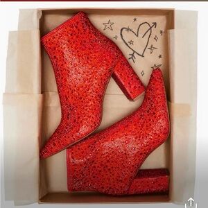 Betsey Johnson Red Rhinestone Boots